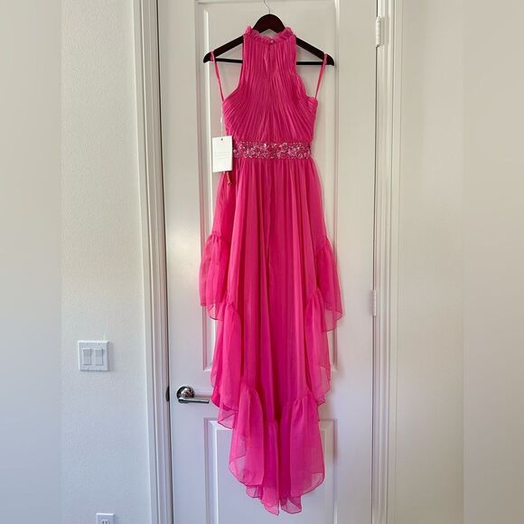 Mac Duggal | 68029 Halter Neck High Low Flowy Gown Size 2 NEW - Picture 8 of 11